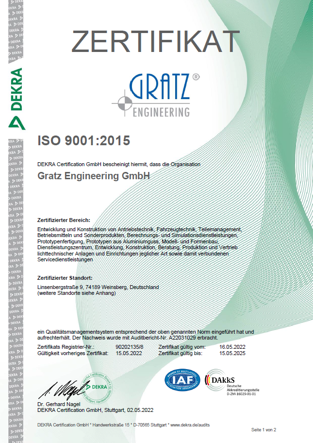 Zertifikat ISO9001 2022 GRATZ deutsch